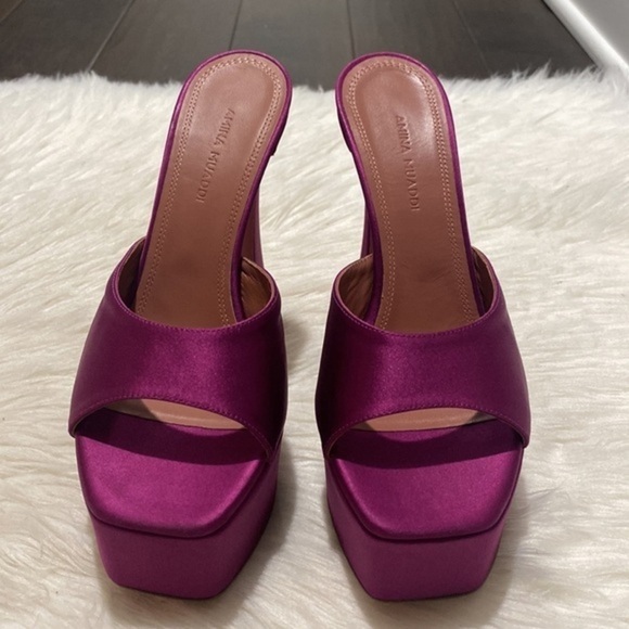 Amina Muaddi Dalida silk satin platform sandal size 36EU - Picture 11 of 12